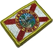 [BR44] BE0007V11 Florida USA Country Flag Embroidered Patch Gold Border Uniform Kart Kimono, Hook Fasteners Attach to Tactical Hats and Gears