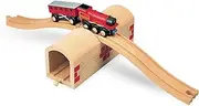 Maxim Wooden Train Track Over & Under Tunnel Bridge | Easy-Connect Railway | Compatible with Thomas, BRIO, Melissa & Doug, KidKraft | Toys for Boys, Girls
