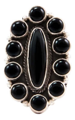 Navajo Native American Onyx Ring Size 6 1/4 by Etta Endito SKU232712