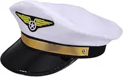 Pilot Hat Men Hats Women's Hats & Caps Masquerade Airline Hat Pilot Costume Airline Captain Costume Airline Themed Party Hat Pilot Captain Costume Captains Hat White Plastic