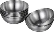 Hemoton 8pcs Stainless Steel Sauce Dishes Round Seasoning Dishes Sushi Dipping Bowl Saucers Bowl Mini Appetizer Plates