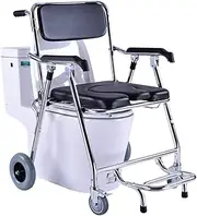 Z&y GLAa Commode Chairs with Wheels,Shower Rehab Wheelchair Folding Attendant Controlled Adaptable Shower Commode Chair Padded Comfortable Durable/Black
