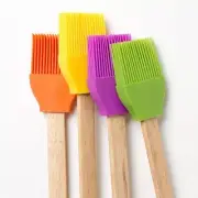 SET OF 4 2in MULTICOLOR SILICONE BASTING BRUSHES GRILLING BAKING REMOVABLE HEADS