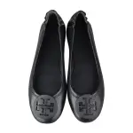 【TORY BURCH】TORY BURCH MINNIE TRAVEL黑字LOGO納帕皮革可折疊平底鞋(黑)