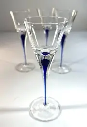4 NEW Orrefors Intermezzo Cobalt Blue Schnapps/Apéritif Hand Blown Glasses