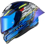 X.R3R Glitch Racer Blue Yellow Full Face Helmet