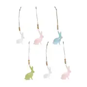 6x LVD Rabbit Hanger Piece Iron/Wood Home Decor Hanging Ornament 8cm Assorted