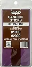 ICKYSTICKY Ultra FINE Grits Sanding Sticks or Boards Ideal for Woodworking Hobby Arts Crafts Models Mixed Grits and Lengths Cushioned Abrasive 6pack