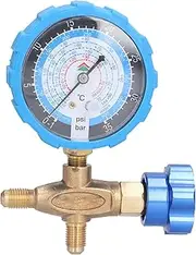 HS 466NAL Air Condition Manifold Gauge, 1 Way Diagnostic Refrigerant Manometer, Compatible with R410A R22 R134a R404A, Heavy Duty and Drop Resistant, Easy to Install and Replace,