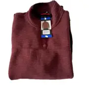GERRY MEN'S OTTOMAN 1/4 SNAP FRONT PULLOVER SWEATER(GARNET HEATHER MEDIUM)NWT