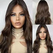 Human Hair 5x5 Closure 13x4 Lace Front Wig Middle Part Brazilian Hair Body Wave Brown Wig 130% 150% Density with Baby Hair Highlighted / Balayage Hair 100% Vir