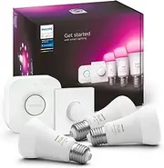 Philips Hue White & Color Ambiance E27 Starter Set, 3 x 806 lm, Dimmable, Up to 16 Million Colours, Compatible with Amazon Alexa (Echo, Echo Dot)