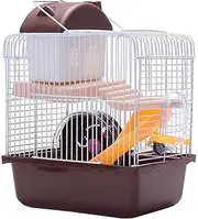 Hamster Cage,2 Floors Hamster House,Portable Travel Cage,Large Hamster Hutch,Castle Style Hamster Corral,Interactive House,for Hamsters, Golden Polar Bear