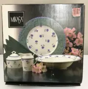 Mikasa Blue Medley HK243 5pc Hostess Serving Set Creamer Sugar Bowl Platter NEW