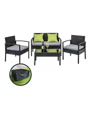 [Gardeon] Outdoor Furniture Lounge Setting Garden Patio Wicker Cover Table Chairs in Black