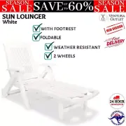 Pool Sun Lounger Folding Deck Chair High Quality Plastic Lounge Garden Sunbed AU