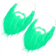 2Pcs St Patrick's Day Decorative Mustache Comfortable Lint Beard for Party Cosplay Fun Festival Prop Eye Catching Costume Accessory Green