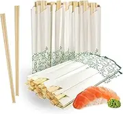 200 Pairs Wooden Chopsticks I Solid No Splinters Smooth Sturdy Chop sticks I Individually Wrapped Disposable Chopstick