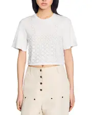 Sandro Beaded Cropped Tee