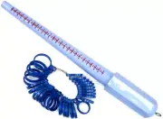 Finger Ring Sizer Gauge Measures Blue Size 1-15 Wedding Band Plastic with Stick