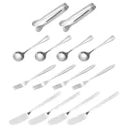 Charcuterie Boards Accessories, 14pcs Knife Spoon Tongs Fork for Pastry (Silver)