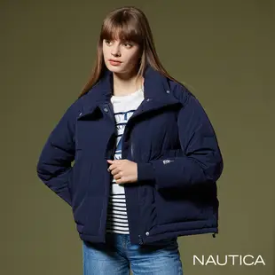 NAUTICA女裝 高領麵包長袖外套-深藍