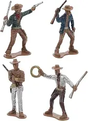 Milisten 4pcs Cowboy Figurine for Western Themed and Bedroom Table Display Miniature Cowboy Models for Collectors and Western Enthusiasts Statues
