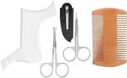 Beard Shaping Template Comb Scissors Grooming Set Transparent for Men Stainless Steel