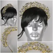 Gold Silver Floral Metal Beaded Wire headdress Crown festival Wedding Halo