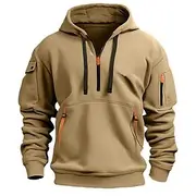 Men's Hoodie Quarter Zip Hoodie Black Navy Blue Khaki Light Grey Hooded Plain Pocket Sports Outdoor Daily Holiday Streetwear Basic Casual Spring Fall Clothi
