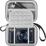 Lacdo Camera Carrying Case for Canon PowerShot SX740 / SX730 / SX720 / SX620 Digital Camera, Protective Camera Storage Trave Bag, Mesh Bag Fits Batteries, Cable, Memory Card, Card Reader, Black+Gray