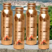 100% Pure Copper Water Bottle Handmade For Health Benefits - Set of 4