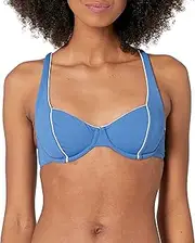 [Seafolly] Women's Standard Underwire Bustier Molded Cup Bikini Top, Boheme Black, 10