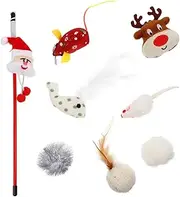 8pcs Christmas Cat Toys Set Stocking Cat Plush Toy Interactive Kitten Toy