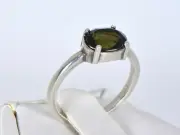 MOLDAVITE Glass Beautiful Faceted Ring - Size 5.75 - TOP METEORITE Jewelry