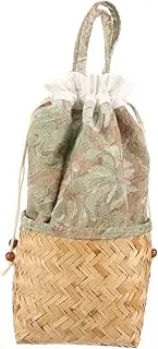 HYTROVE Hand Woven Storage Basket with Drawstring Vintage Decorative Picnic Basket for Sundries and Home Use Stylish Reed Woven Organizer for Multi Functional Storage