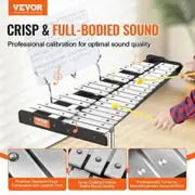 30 Note Glockenspiel Xylophone Bell Kit Professional Percussion Instrument Set with Mallets Drum Sticks Music Stand 8" Practice Pad Adjustable Stand