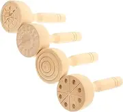IWOWHERO 4pcs Brickearth Mold Clay Making Stamps Clay Modeling Tools Decorative Clay Molds Clay DIY Accessories Craft Molds Convenient Clay Molds Portable Clay Molds Clay Tools Wooden