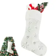 Christmas Stockings Set Xmas Tree Hanging Ornaments Candy Gift Bags Snowflake Christmas Stockings -Silver