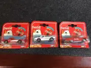 3 Coca-Cola Die-Cast 1/64 Majorette 200 Series Cars 2 Corvettes And Thunderbird