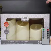 LED Electronic Glass Candles – Set of 3 (5×7cm / 5×9cm / 5×11cm) with Remote Control & Flickering Flame