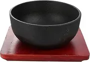 ABOOFAN 1Pc Cast Iron Bibimbap Bowl Cooking Container for Home Restaurant Use Kitchenware with Non Stick Surface Versatile Food Serving Bowl Black