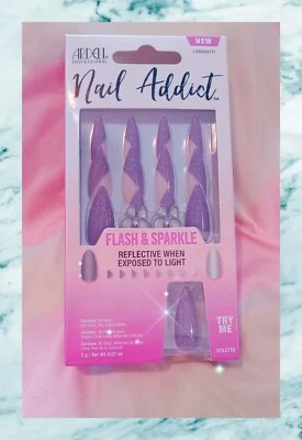 Ardell Purple/ Pink Glitter Press on Nails with Glue. Brand new, in box