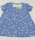 TAOHUADAO Women's Square Neck Petal Short Sleeve Tuni Blouse, Light Blue, M