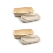 2PK Brunswick Bakers Rectangle Rattan 32cm Bread Banneton w/ Lining Bread Basket