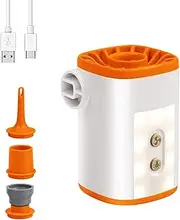 Mini Air Pump, Portable Electric Air Inflator Pump with Light 3600mAh USB Rechargeable Mini Air Pump Quick Fill Inflator Deflator with 4 Nozzles for Inflatables Sleeping Pad Water Toys Vacuum Bags