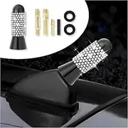 Bling Short Car Antenna Replacement,1.37" Stubby Antenna with 4PCS Screws & 2PCS Rubber Gaskets,Universal Automotive Exterior Accessories Vehicle Antenna for Truck Car (White)