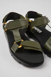Oruga Green leather sandals for men
