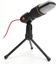 XUMIUZIY Wired Microphone, Home Karaoke Microphone, Computer Wired Condenser with Desktop Tripod for Online Meeting (Black)