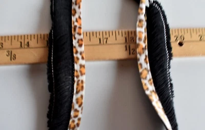 LEOPARD PRINT BRUSHED TRIM WITH BLACK FRINGE 1 1/2" WIDE X 2 YARDS 25" LONG